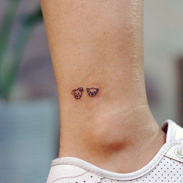 Cute Piggy Tattoo Womens Ankles