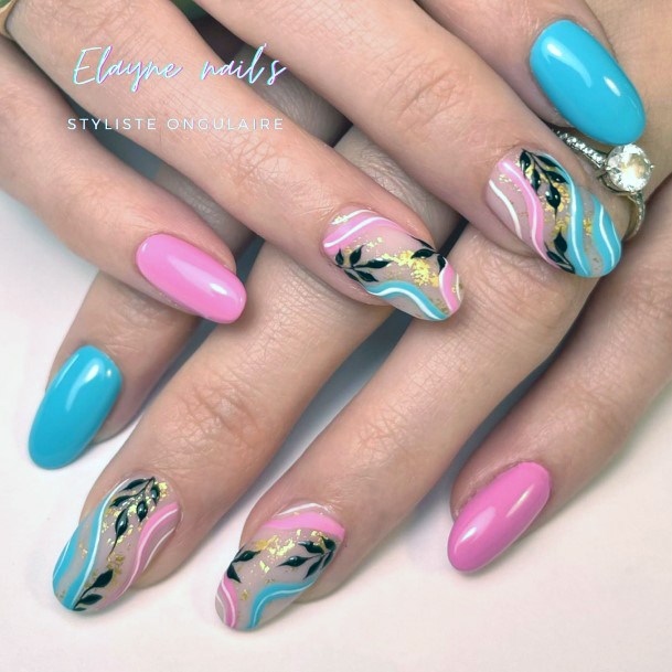 Cute Pink And Blue Nail Designs For Women