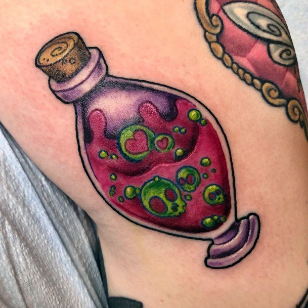 Cute Poison Bottle Tattoo Designs For Women