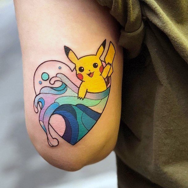 Cute Pokemon Tattoo With Heart Women