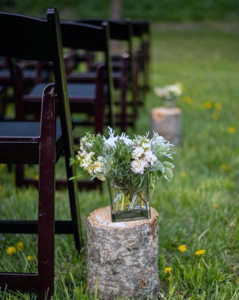 Cute Popular Stump Floral Aisle Decoration Outdoor Wedding Inspiration