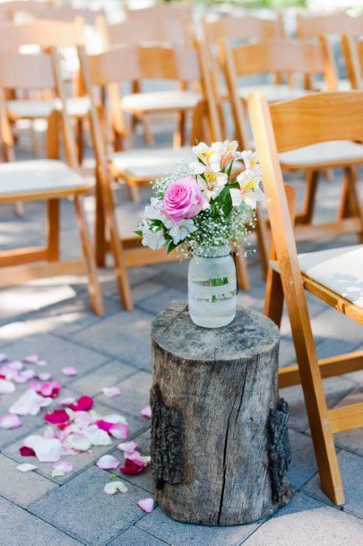 Cute Popular Stump White Pink Flowers Peddals Outdoor Wedding Ideas Pretty