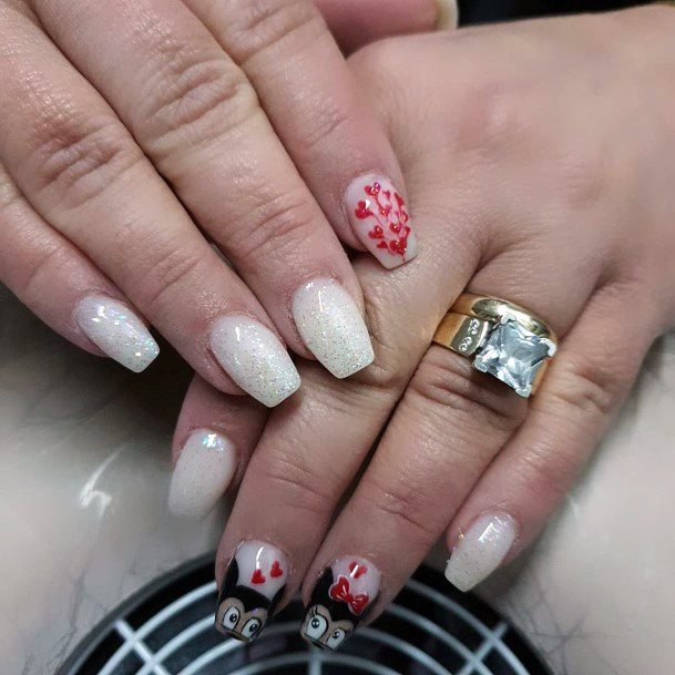 Cute Powdery Snow Nails Women