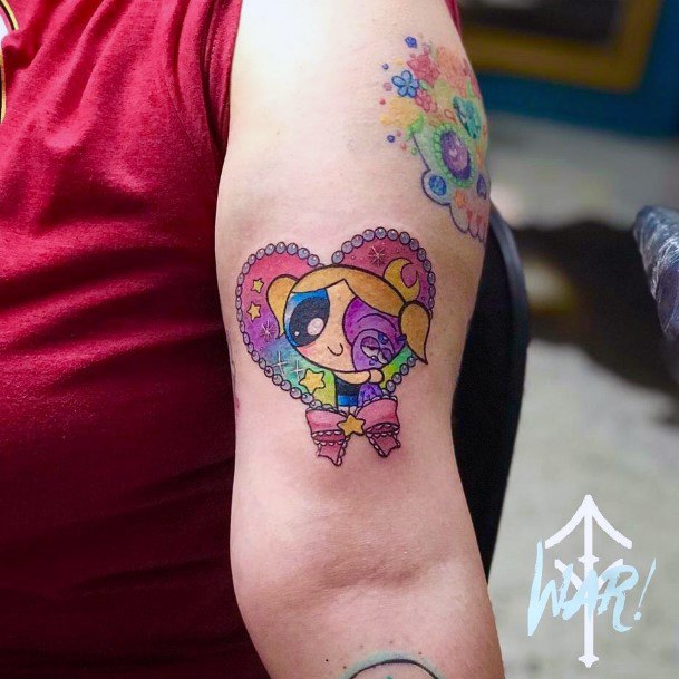 Cute Powerpuff Girls Bubbles Tattoo Designs For Women