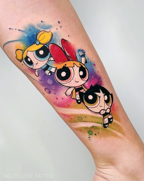 Cute Powerpuff Girls Buttercup Tattoo Designs For Women