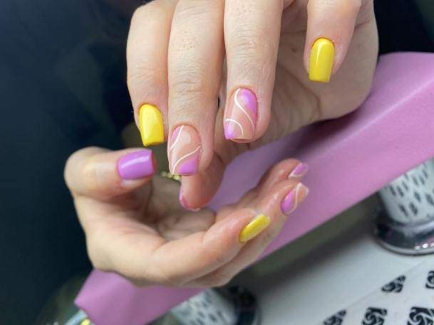 Cute Purple And Yellow Nail Designs For Women
