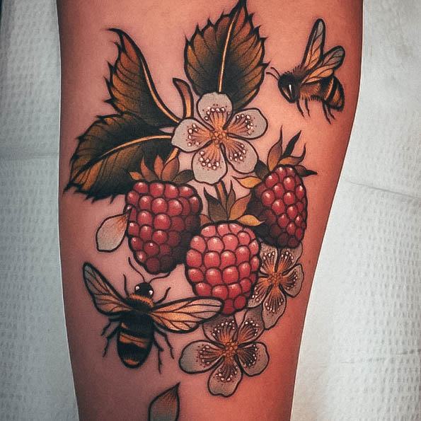 Cute Raspberry Tattoo Designs For Women