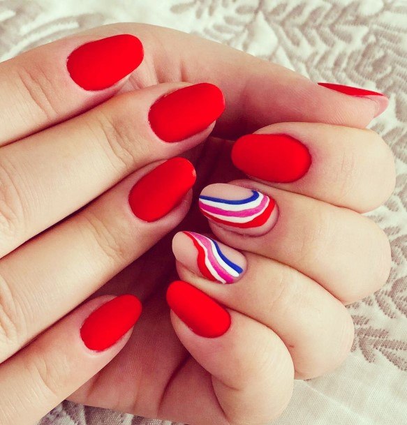 Cute Red And Blue Nail Designs For Women