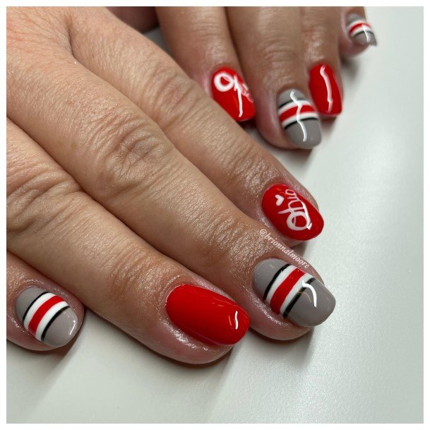 Cute Red And Grey Nail Designs For Women