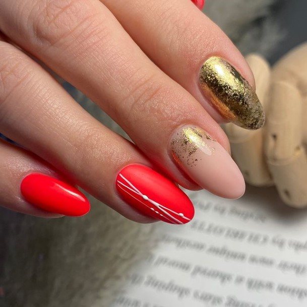 Cute Red And Nude Nail Designs For Women