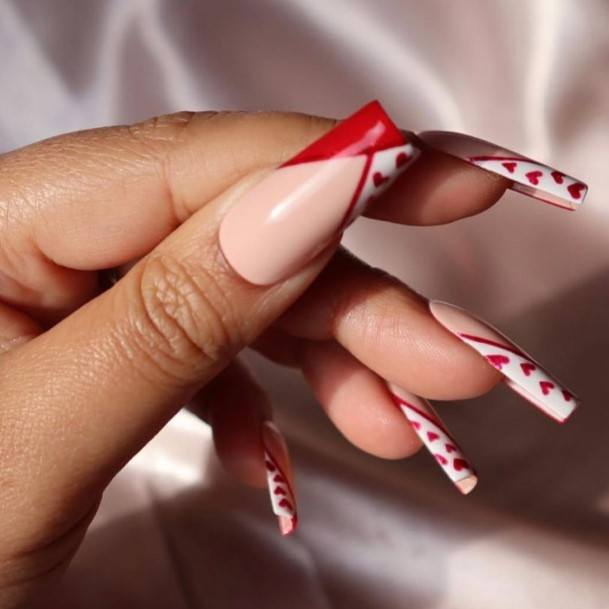 Cute Red French Tip Nail Designs For Women