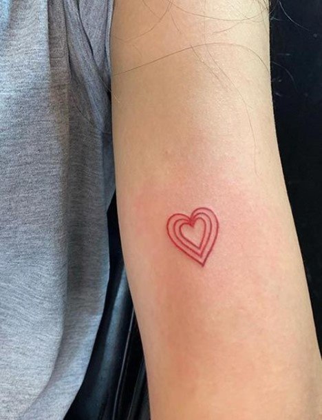 Cute Red Heart Tattoo Womens Forearms