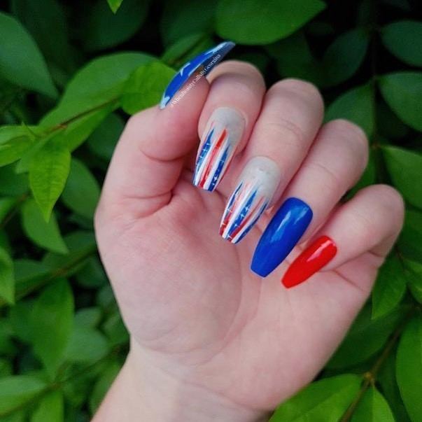 Cute Red White And Blue Nail Designs For Women