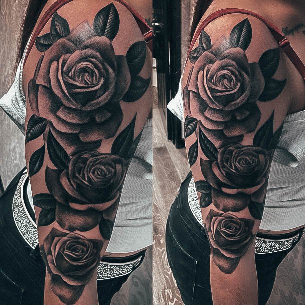 rose sleeve tattoo stencil