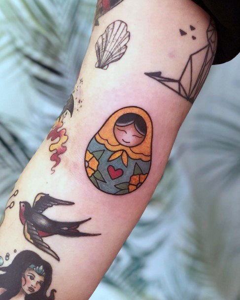 Cute Russian Doll Tattoo For Women