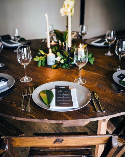 Cute Rustic Wooden Table Greenery Centerpiece White Candle Wedding Decorations Ideas