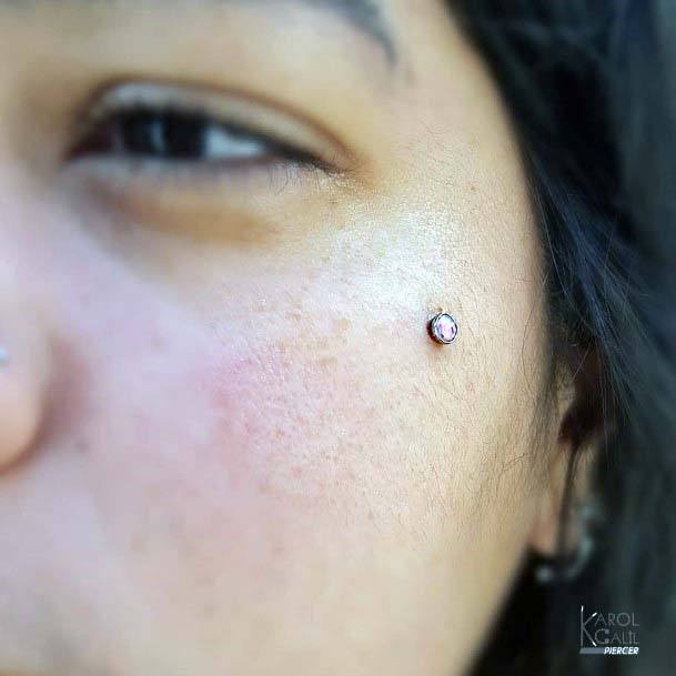 Cute Sassy Face Dermal Body Piercing Ideas For Women