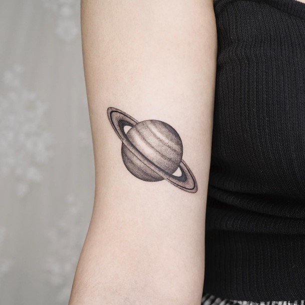 Cute Saturn Tattoo Designs For Women