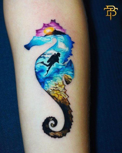 Cute Seahorse Tattoo Designs For Women