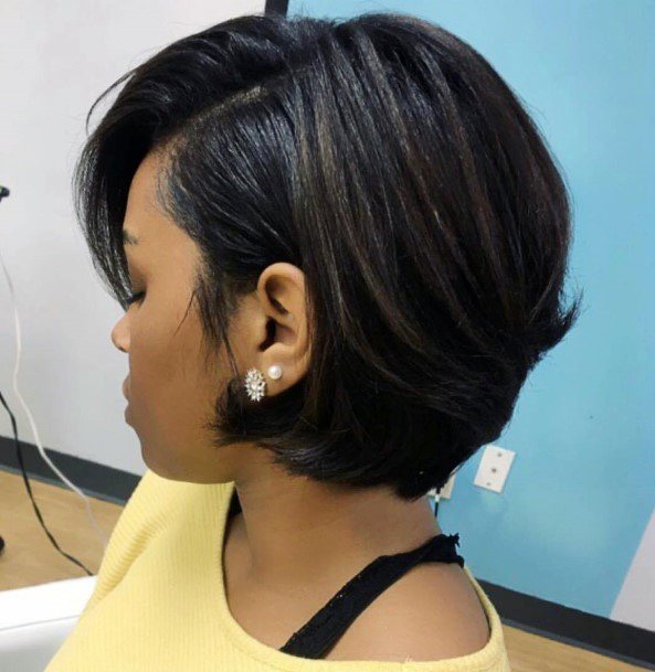 Cute Short Bob Tucked Behind Ear Hairstyles For Women Over 40