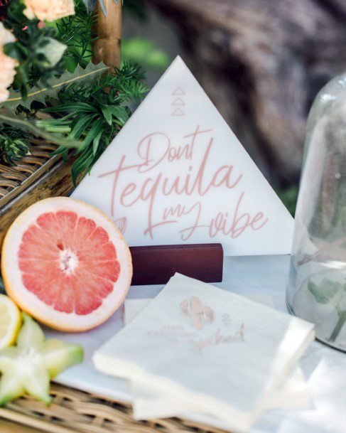 Cute Silly Wedding Sign Table Decoration Ideas Pink Grapefruit