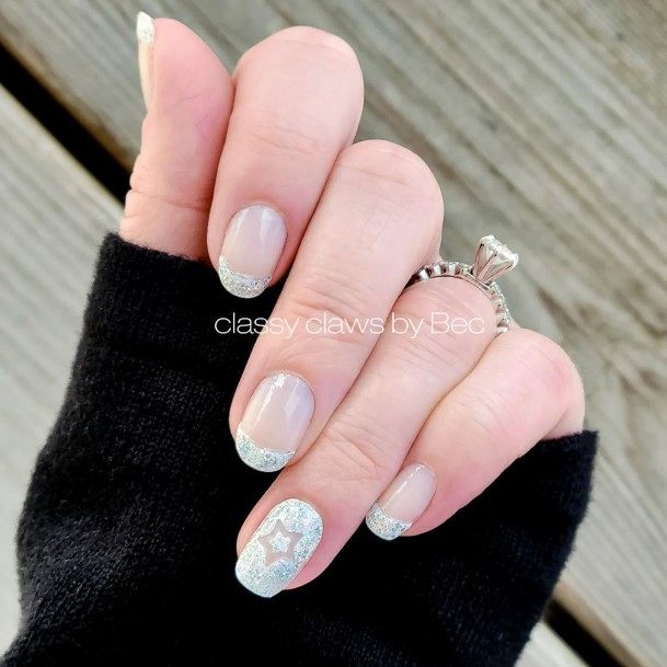 Cute Silver French Tip Nail Designs For Women