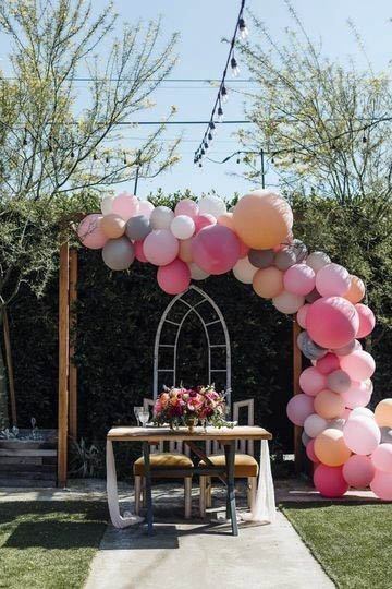 Cute Simple Colorful Wedding Arbor Balloon Decor