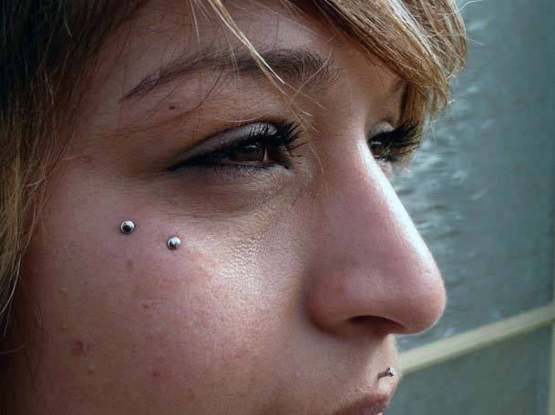 Cute Simple Double Dermal Face Piercing Ideas For Women