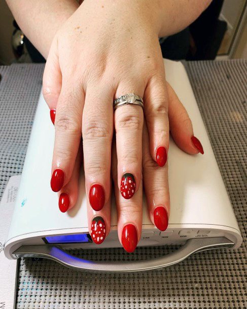 Cute Simple Red Strawberry Nails For Women