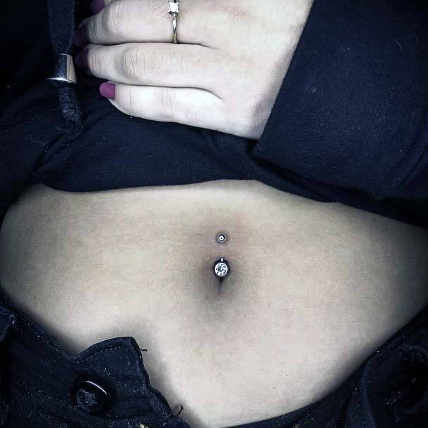 Cute Simple Trendy White Diamond Belly Button Body Piercing Ideas For Girls