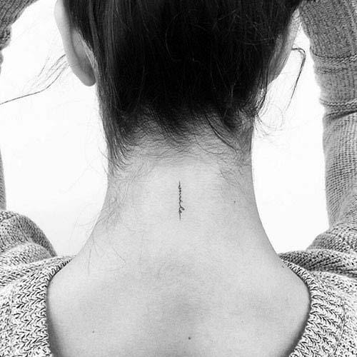 Cute Small Cursive Word Tattoo Womens Back Neck