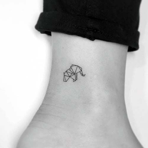 Cute Small Origami Elephant Tattoo Womens Ankles