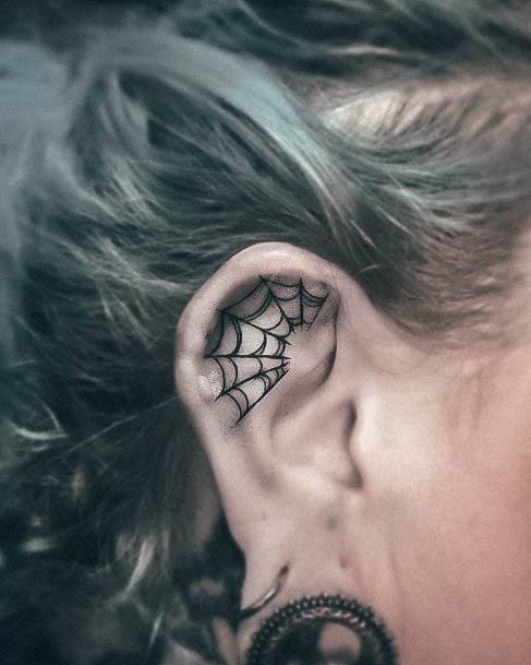 Cute Small Spider Web Tattoo Designs For Women