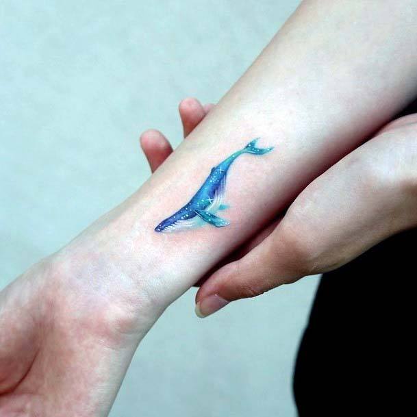 Cute Small Whale Tattoo Womens Wrists