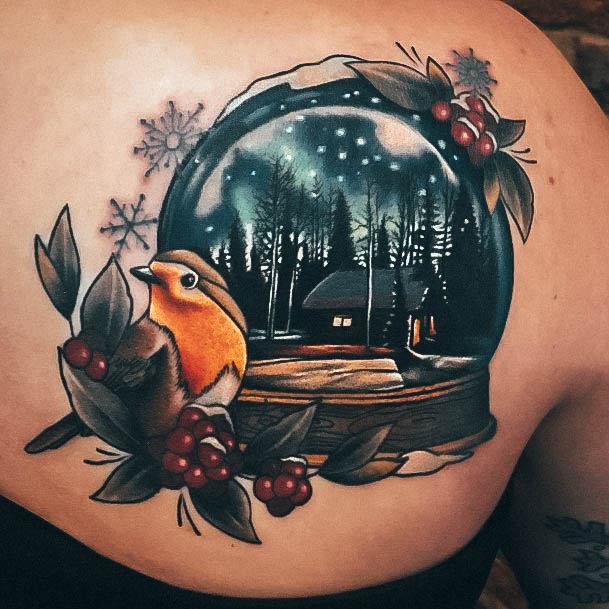 Cute Snowglobe Tattoo Designs For Women