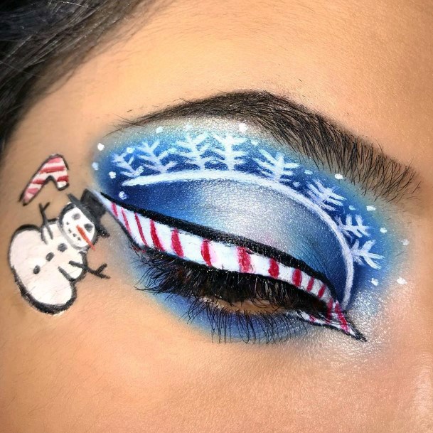 Cute Snowman Motif And Christmas Eyeshadow Women