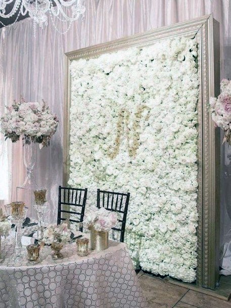 Cute Soft Pink Lush White Floral Wedding Backdrop Inspiration