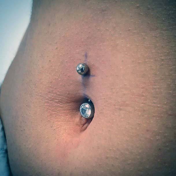 Cute Sparkly Large White Diamond Belly Button Body Piercing Design For Women