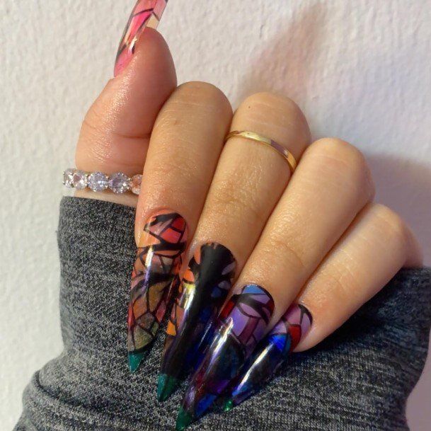 Cute Stained Glass Nail Designs For Women