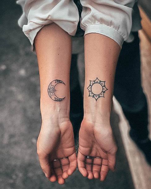 Cute Sun And Moon Tattoo Designs For Women