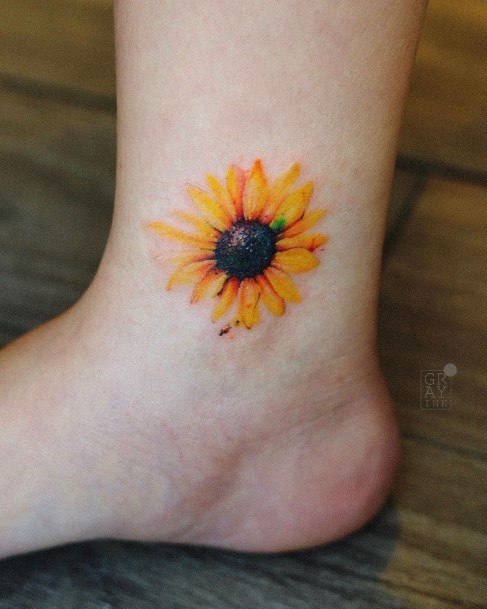 Cute Sunflower Tattoo Womens Ankles