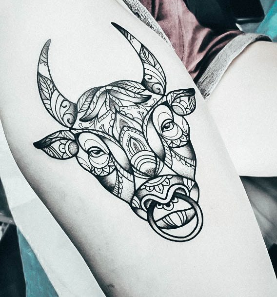 Cute Taurus Tattoo Designs For Women