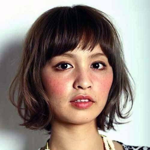 Cute Textured Dark Brown Side Swept Bang Shag Womens Hairstyle