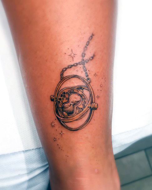 Cute Time Turner Tattoo Designs For Women