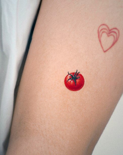 Cute Tomato Tattoo Designs For Women