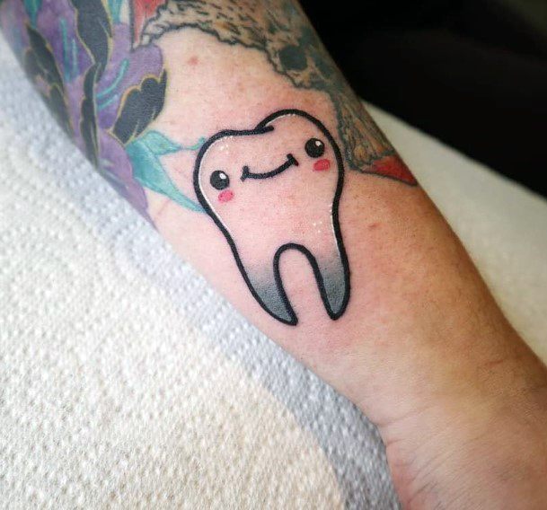 Cute Tooth Tattoo Women