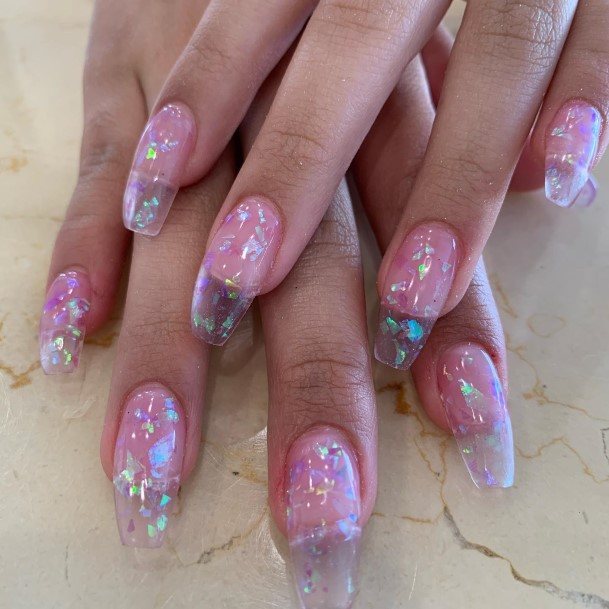 Cute Translucent Pink Nail Designs For Women