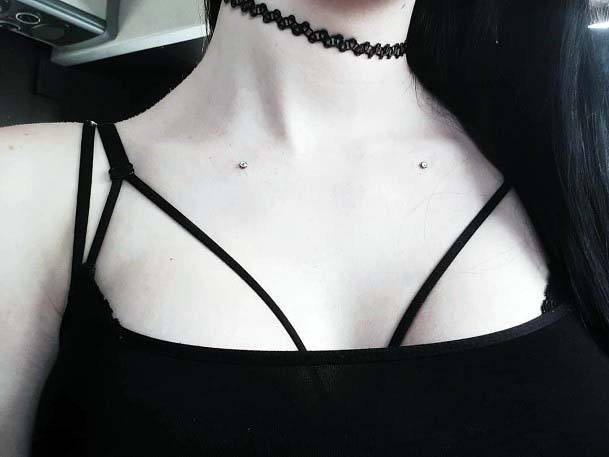 Cute Trendy Collar Bone Dermal Body Piercings For Women