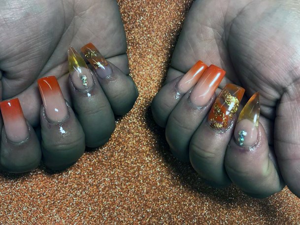 Cute Trendy Orange Fall Ombre Nail Design For Ladies
