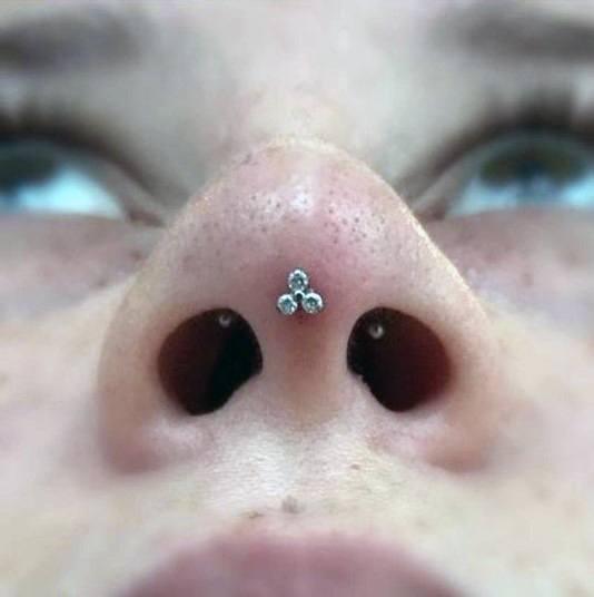 Cute Trendy Rhino And Septic Nose Piercing Idea For Women